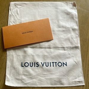 Louis Vuitton, dust bag, and receipt card